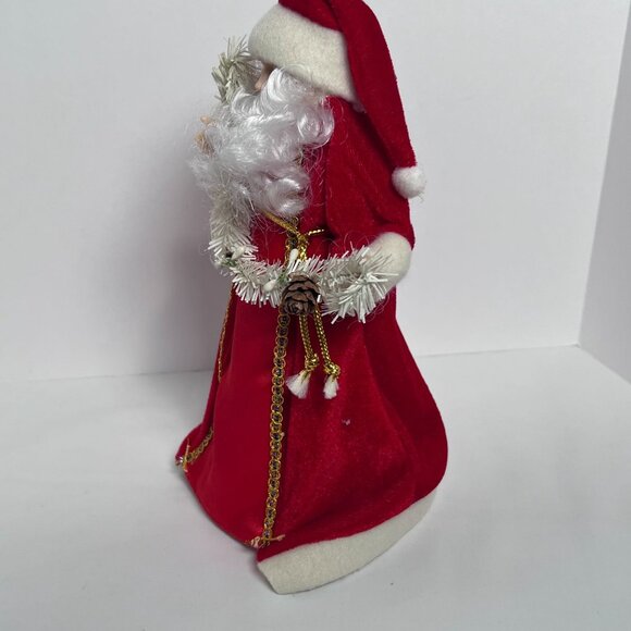 Vintage Christmas Santa Claus Tree Topper 9" Red Velvet Robe Saint Nick Holiday - Picture 6 of 10